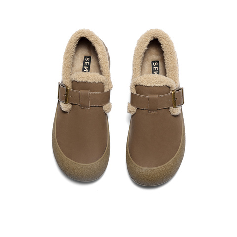 森达毛毛鞋女2025冬新商场同款保暖毛绒勃肯休闲鞋XSK01DM5