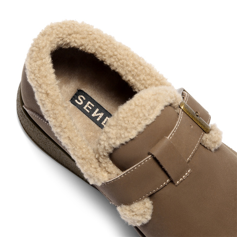 森达毛毛鞋女2025冬新商场同款保暖毛绒勃肯休闲鞋XSK01DM5