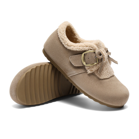 森达毛毛鞋女2025冬新户外毛绒保暖休闲勃肯鞋ZTI53DM5