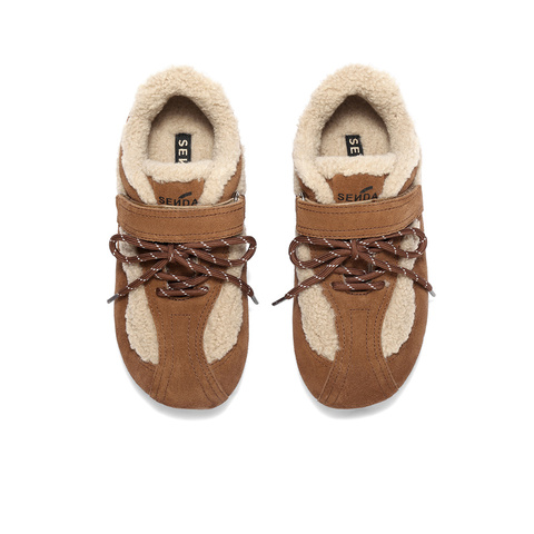 森达毛毛鞋女2025冬季新款舒适保暖平底户外休闲鞋ZTI23DM5