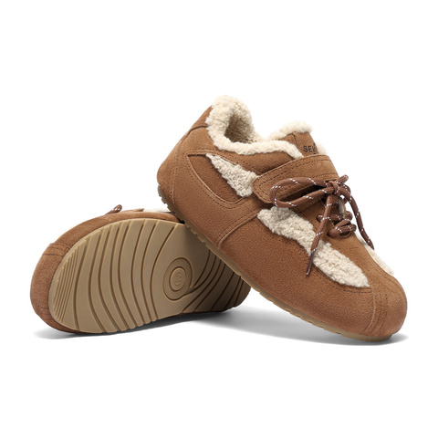 森达毛毛鞋女2025冬季新款舒适保暖平底户外休闲鞋ZTI23DM5