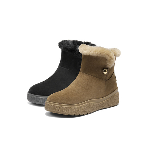 森达雪地靴女2025冬新商场同款户外舒适保暖厚底短靴XTY01DD5