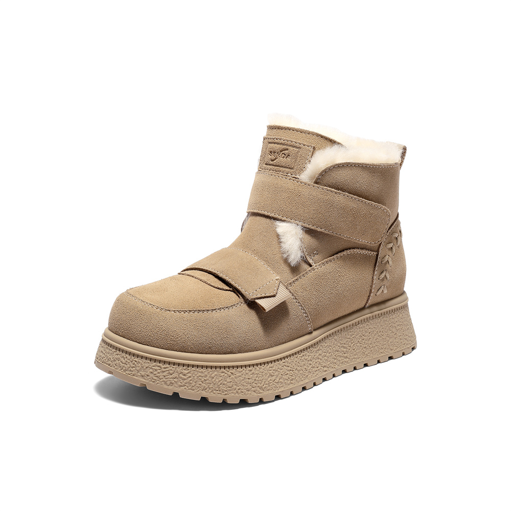 森达雪地靴女2025冬季新款商场同款户外保暖厚底短靴XSP02DD5