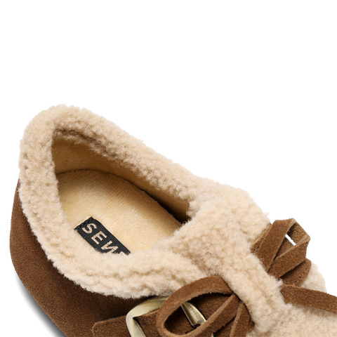 森达毛毛鞋女2025冬新户外毛绒保暖休闲勃肯鞋ZTI53DM5