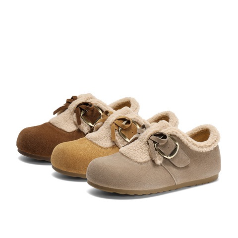 森达毛毛鞋女2025冬新户外毛绒保暖休闲勃肯鞋ZTI53DM5