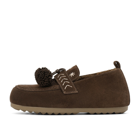 森达毛毛鞋女2025冬新商场同款保暖毛绒勃肯休闲鞋XTM01DA5