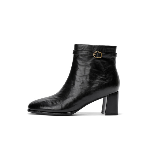 森达时装靴女2025冬新商场同款抓面气质休闲短皮靴XVR01DD5