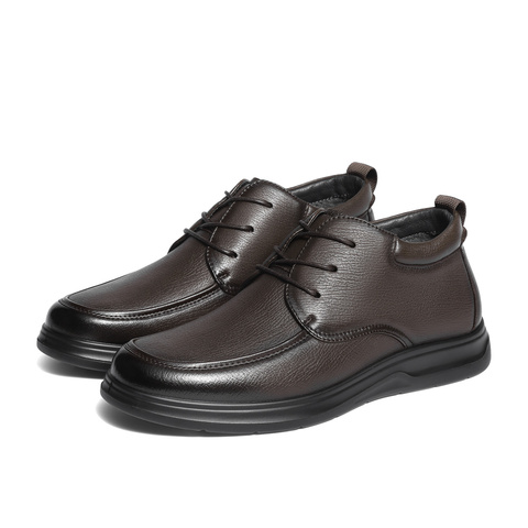 森达休闲皮鞋男2025冬新商场同款舒适软面平底单鞋1ZD01DM5