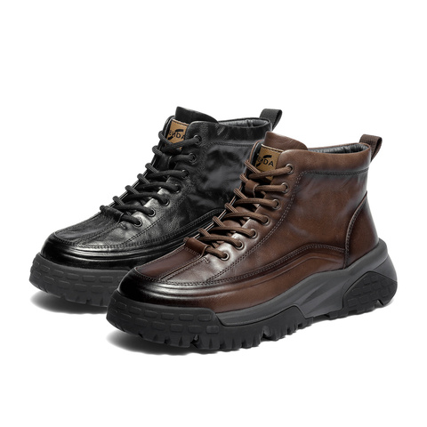 森达马丁靴男2025冬季新款商场同款户外厚底休闲短皮靴DB012DD5