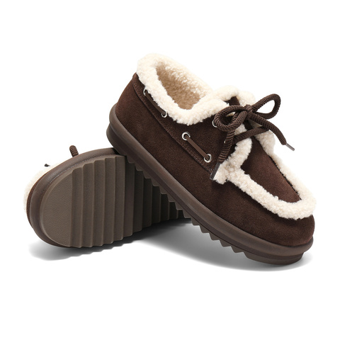 森达毛毛鞋女2025冬季新款户外保暖厚底休闲鞋WP032DM5