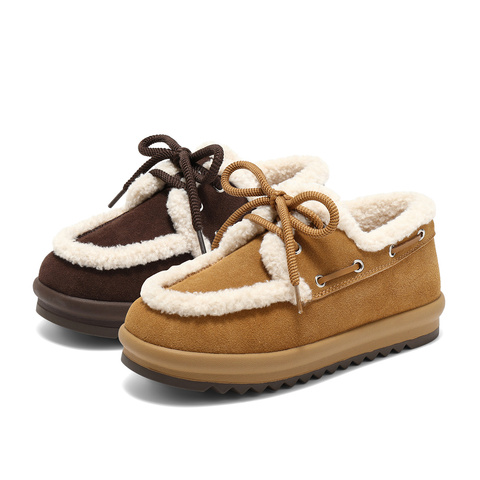 森达毛毛鞋女2025冬季新款户外保暖厚底休闲鞋WP032DM5