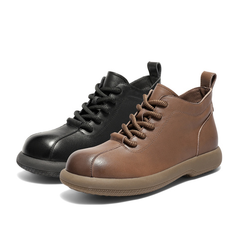 森达马丁靴女2025冬新商场同款简约厚底休闲短皮靴XSG01DD5