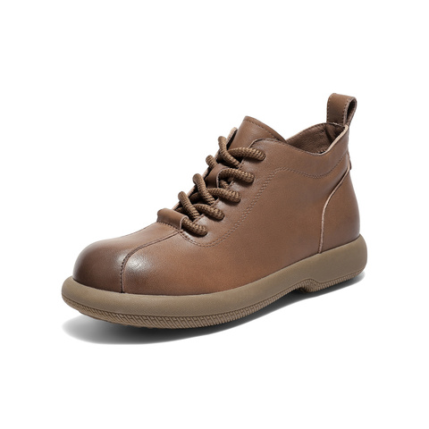 森达马丁靴女2025冬新商场同款简约厚底休闲短皮靴XSG01DD5