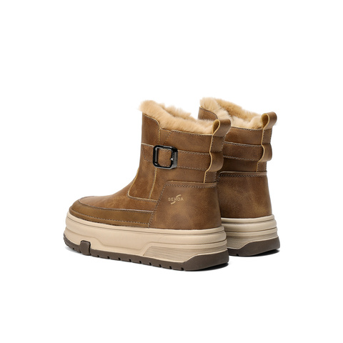 森达雪地靴女2025冬新舒适保暖户外厚底休闲短靴WP060DD5