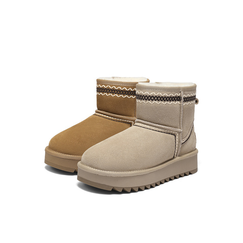 森达雪地靴女2025冬新商场同款户外保暖厚底休闲短靴XTE01DD5