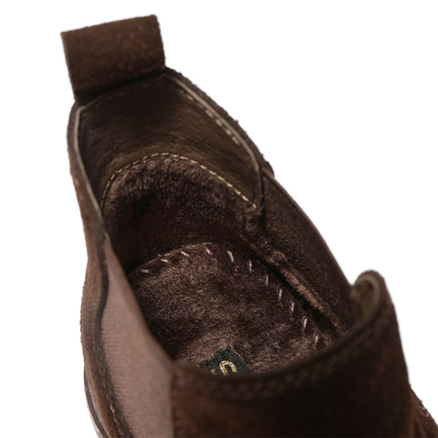 森达切尔西靴女2025冬新潮流褶皱休闲粗跟短靴ZTI39DD5