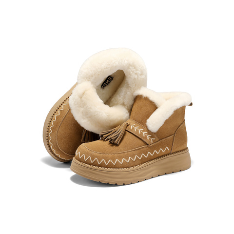 森达雪地靴女2025冬季新款流苏甜美保暖厚底雪地靴ZTI52DD5