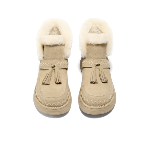 森达雪地靴女2025冬季新款流苏甜美保暖厚底雪地靴ZTI52DD5