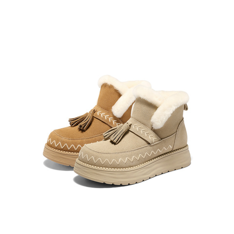 森达雪地靴女2025冬季新款流苏甜美保暖厚底雪地靴ZTI52DD5