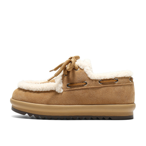 森达毛毛鞋女2025冬季新款户外保暖厚底休闲鞋WP032DM5