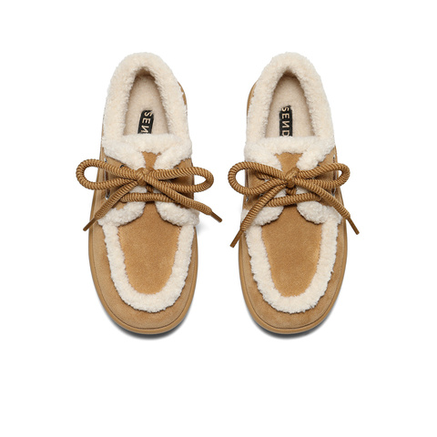 森达毛毛鞋女2025冬季新款户外保暖厚底休闲鞋WP032DM5