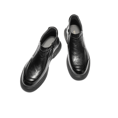 森达皮靴男2025冬季新款商场同款简约真皮休闲短靴DB008DD5