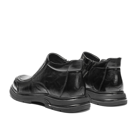 森达皮靴男2025冬季新款商场同款简约真皮休闲短靴DB008DD5