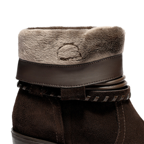 森达西部靴女2025冬新商场同款粗跟休闲骑士中筒靴XVW01DZ5