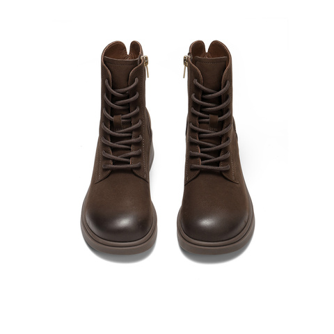 森达马丁靴女2025冬新商场同款潮流户外粗跟短皮靴4CU40DD5