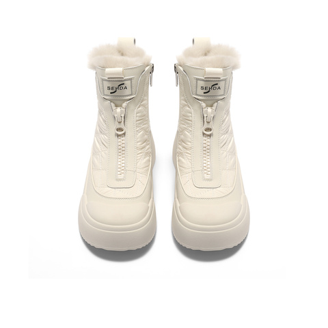 森达雪地靴女2025冬季新款舒适保暖厚底休闲短靴WP053DD5