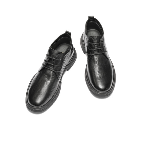 森达皮靴男2025冬季新款时尚简约高帮休闲皮鞋VD003DD5