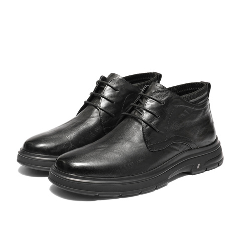 森达皮靴男2025冬季新款时尚简约高帮休闲皮鞋VD003DD5