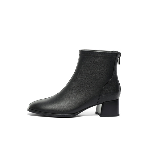 森达气质时装靴女2025冬新商场同款粗跟显瘦短靴4MH43DD5