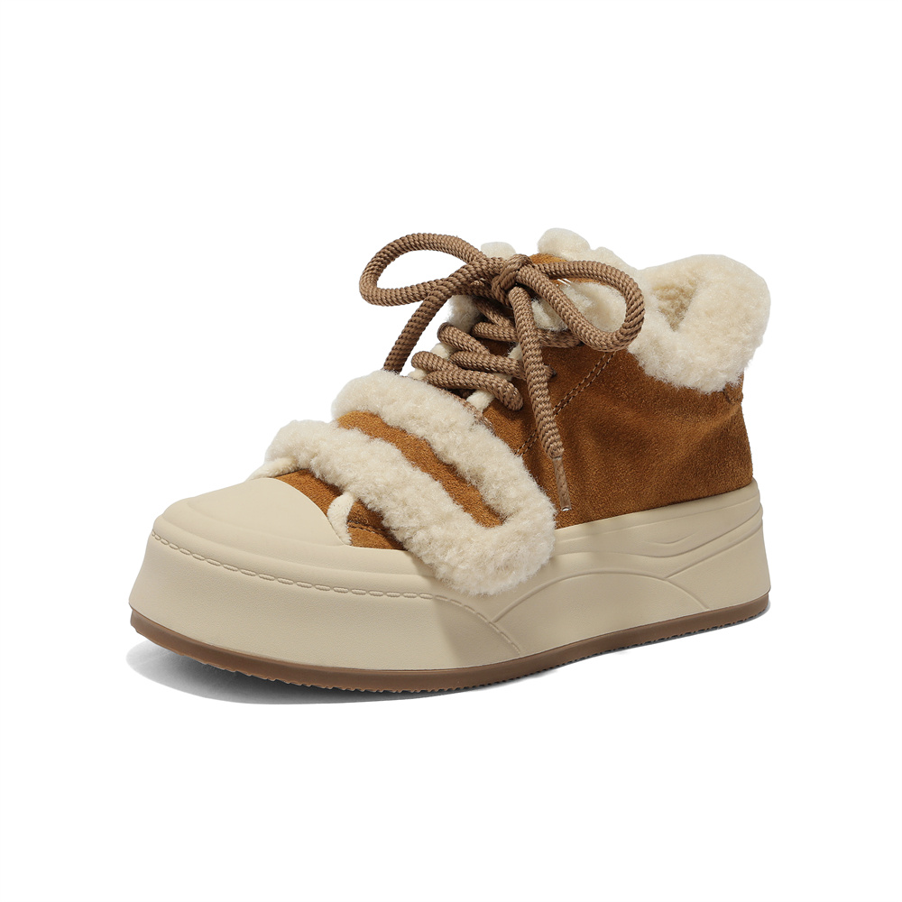 森达毛毛鞋女2025冬季新款户外保暖毛绒休闲短靴XUU01DD5