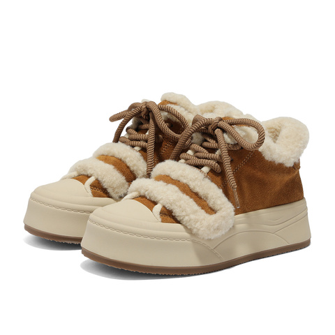 森达毛毛鞋女2025冬季新款户外保暖毛绒休闲短靴XUU01DD5