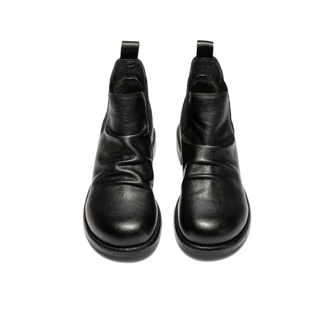 森达切尔西靴女2025冬新潮流褶皱休闲粗跟短靴ZTI39DD5