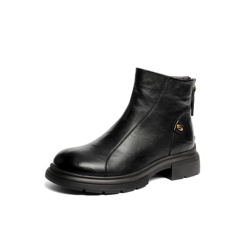 森达时装靴女2025冬新商场同款时尚真皮休闲短靴ZTI66DD5