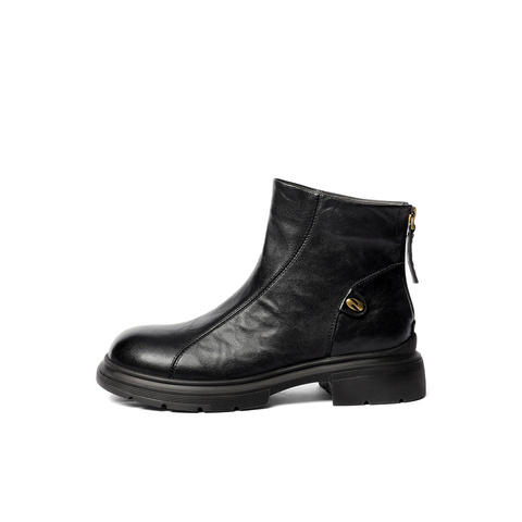 森达时装靴女2025冬新商场同款时尚真皮休闲短靴ZTI66DD5