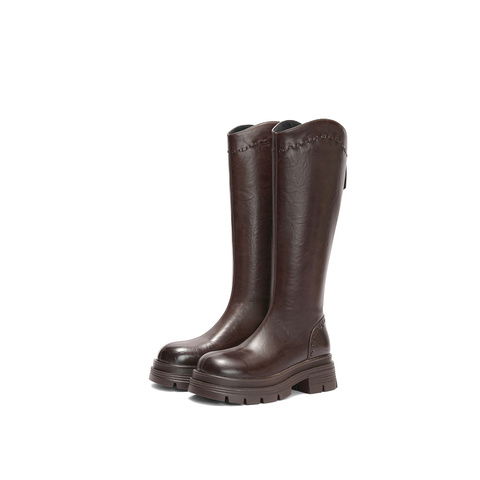 森达弹力靴女2025年冬新潮流厚底休闲弹力长筒靴ZTI47DG5