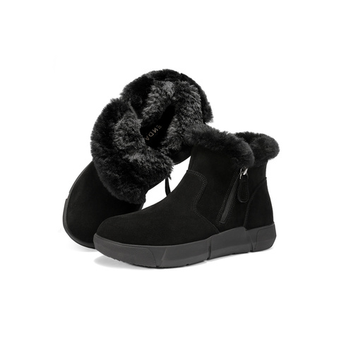 森达雪地靴女2025冬季新款户外保暖毛绒休闲短靴WP058DD5