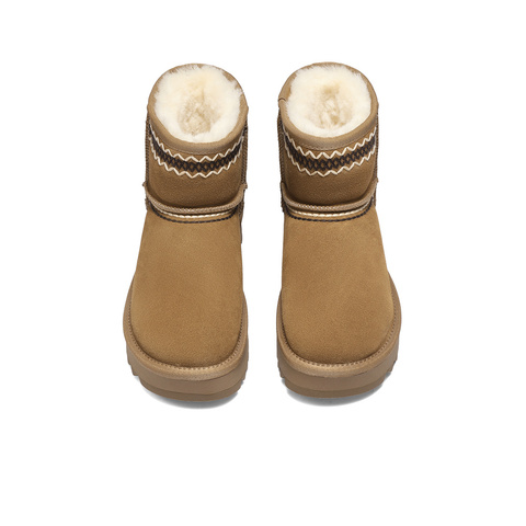 森达雪地靴女2025冬新商场同款户外保暖厚底休闲短靴XTE01DD5