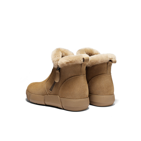 森达雪地靴女2025冬季新款户外保暖毛绒休闲短靴WP058DD5