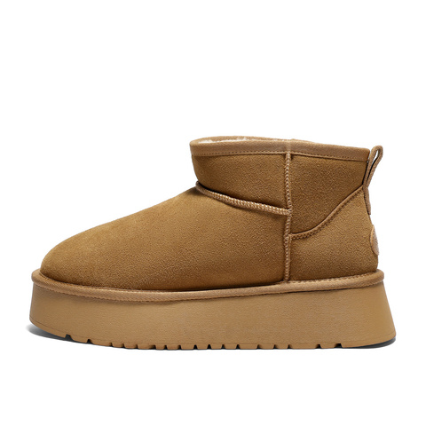 森达雪地靴女2025冬季新款户外保暖毛绒休闲短靴WP067DD5