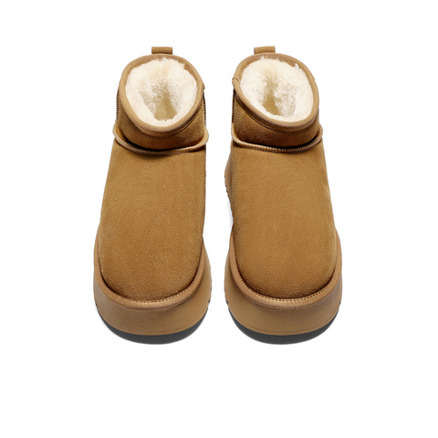 森达雪地靴女2025冬季新款户外保暖毛绒休闲短靴WP067DD5