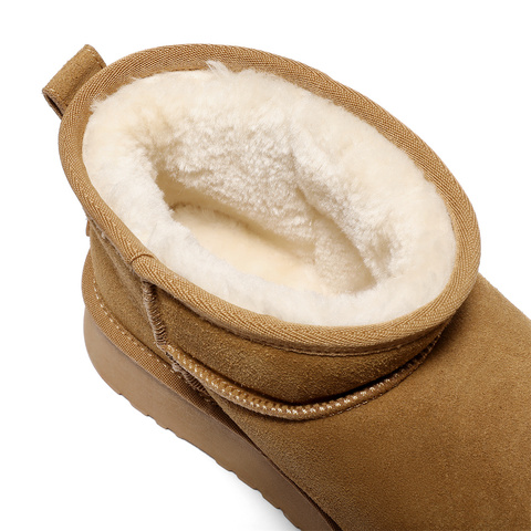 森达雪地靴女2025冬季新款户外保暖毛绒休闲短靴WP067DD5