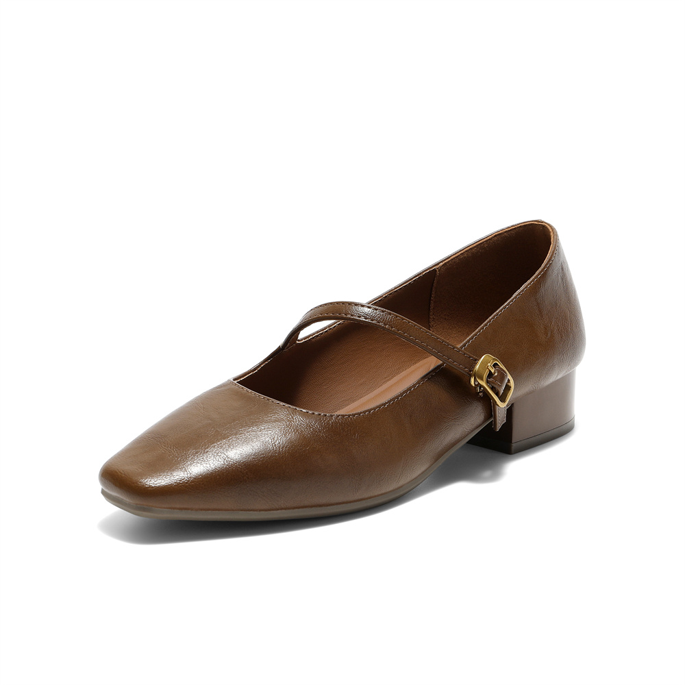 森达玛丽珍鞋女2025秋新时尚通勤粗跟浅口单鞋ZTH58CQ5