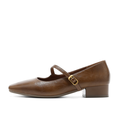 森达玛丽珍鞋女2025秋新时尚通勤粗跟浅口单鞋ZTH58CQ5