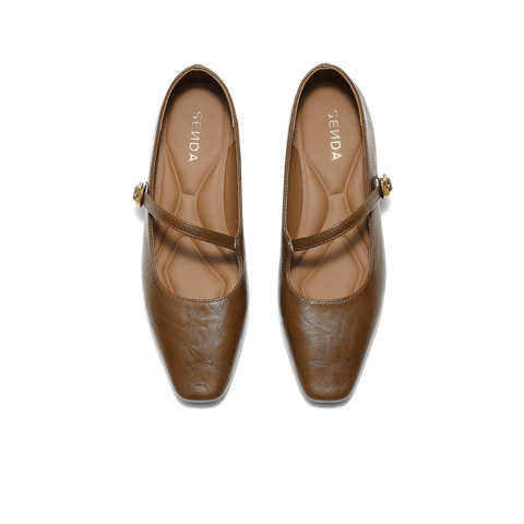 森达玛丽珍鞋女2025秋新时尚通勤粗跟浅口单鞋ZTH58CQ5