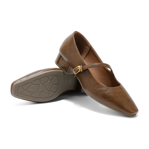 森达玛丽珍鞋女2025秋新时尚通勤粗跟浅口单鞋ZTH58CQ5