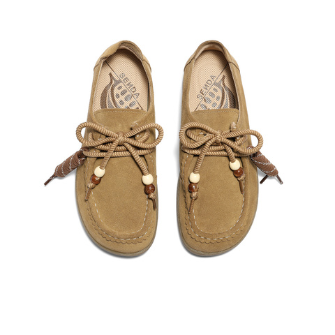 森达袋鼠鞋女款2025秋季新款舒适平底可可简约休闲鞋4URC9CM5